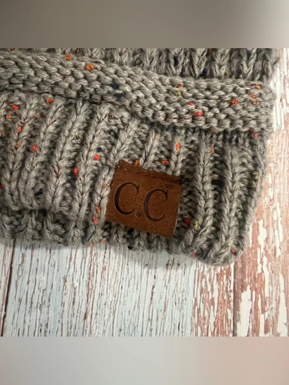 CC Beanie Tail Natural Grey Speckled Hat NEW WITH TAGS
